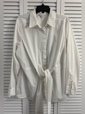 Cabi Tie Front Blouse Long Sleeve Collared Shirt White Size Extra Large